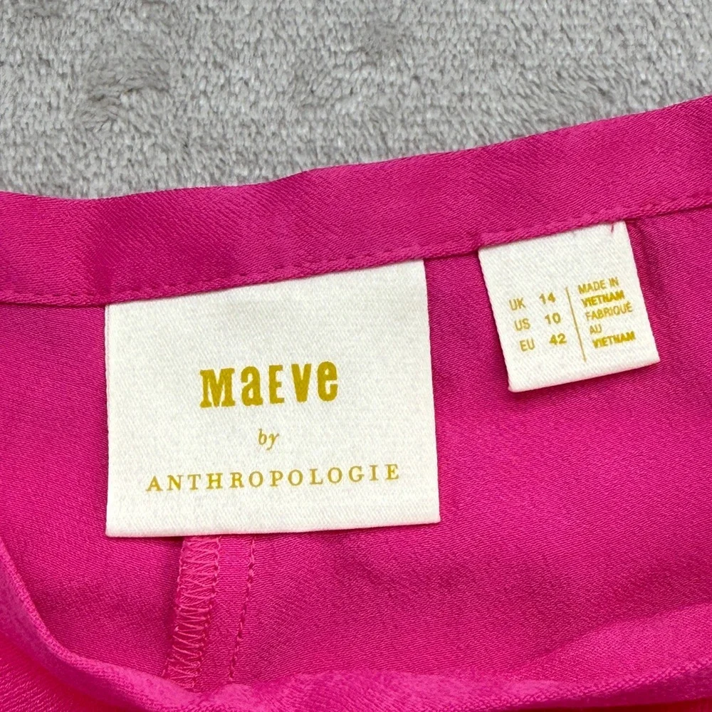 Maeve Anthropologie Shorts Womens 10 Pink Flared Viscose Button Side Barbiecore